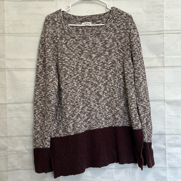 LL Bean Signature Linen Blend Crew Neck Sweater Purple Color Block Size L - Picture 3 of 15